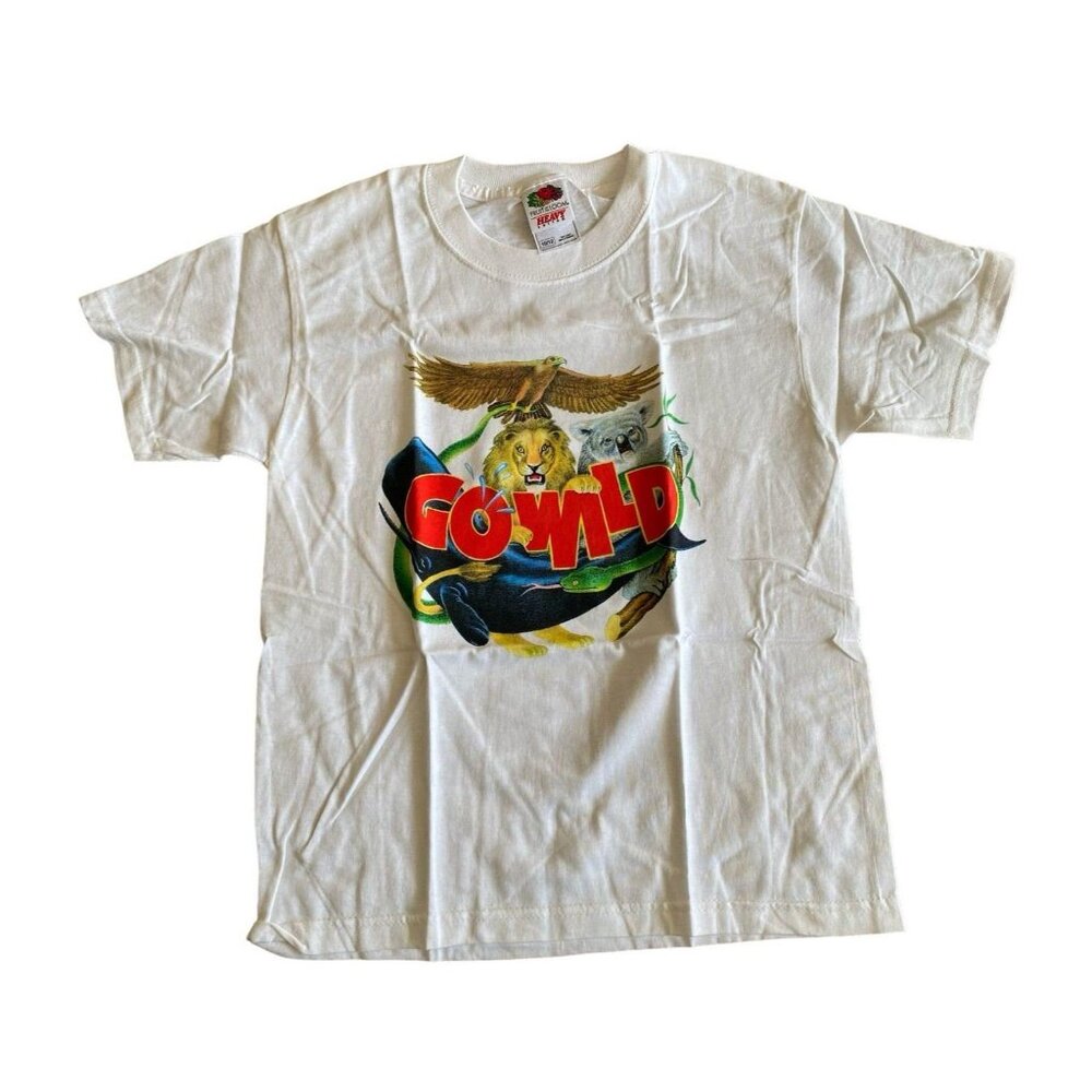 Go wild animal zoo style kids white t shirt